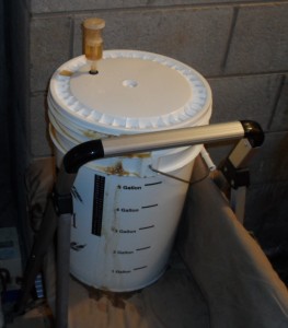 Fermenting bucket (with some over-active fermentation running down the side).